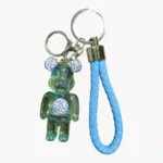 Translucent teddy bear keychain with braided strap wholesale