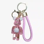 Translucent teddy bear keychain with braided strap wholesale