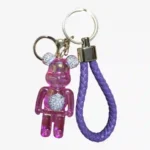 Translucent teddy bear keychain with braided strap wholesale
