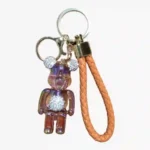 Translucent teddy bear keychain with braided strap wholesale
