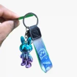 Metallic Gradient Rabbit Keychain with Cosmic Wrist Strap | Wholesale Bunny Keyring