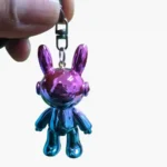 Metallic Gradient Rabbit Keychain with Cosmic Wrist Strap | Wholesale Bunny Keyring