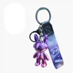 Metallic Gradient Rabbit Keychain with Cosmic Wrist Strap | Wholesale Bunny Keyring