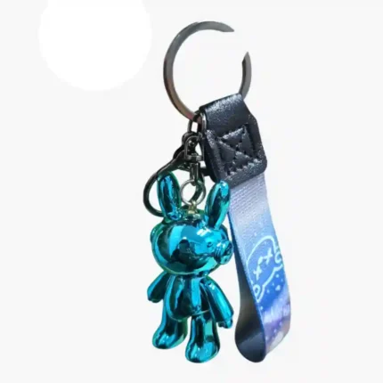 Metallic Gradient Rabbit Keychain with Cosmic Wrist Strap | Wholesale Bunny Keyring