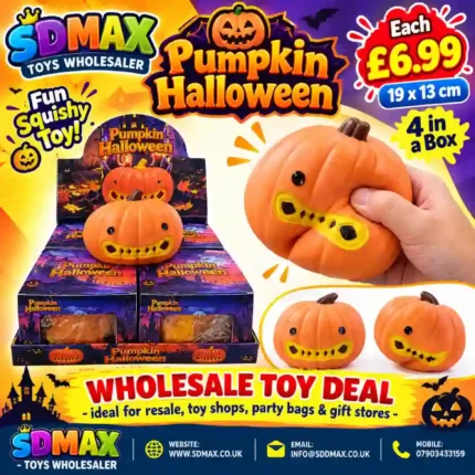 SDMAX Halloween Pumpkin Squishy Toy 19x13cm Orange Squeeze Toy