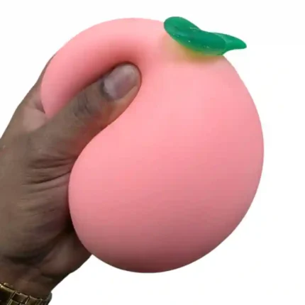 Jumbo Peach Squishy Toys wholesale. 11×14cm soft and squeezable sensory fidget toys with individual packaging, 6 pieces per display box.