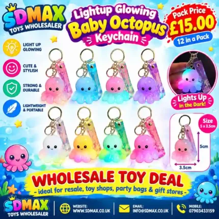Glowing Baby Octopus Keychain Wholesale | Light Up Octopus Charm