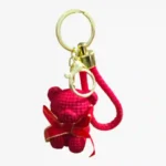 Textured Teddy Bear Keyring with Faux Leather Braided Wrist Strap | Wholesale Bag Charm