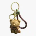 Textured Teddy Bear Keyring with Faux Leather Braided Wrist Strap | Wholesale Bag Charm