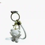 Textured Teddy Bear Keyring with Faux Leather Braided Wrist Strap | Wholesale Bag Charm