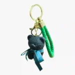 Textured Teddy Bear Keyring with Faux Leather Braided Wrist Strap | Wholesale Bag Charm