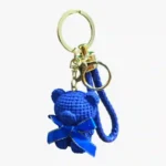 Textured Teddy Bear Keyring with Faux Leather Braided Wrist Strap | Wholesale Bag Charm