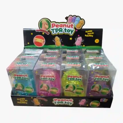 Peanut TPR Squeeze Toy 11x5cm colorful glitter 12pcs display box – SDMAX Toys Wholesaler