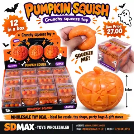 SDMAX Pumpkin Squish Crunchy Squeeze Toy 6x6cm 12 Pieces Halloween