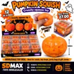 SDMAX Pumpkin Squish Crunchy Squeeze Toy 6x6cm 12 Pieces Halloween