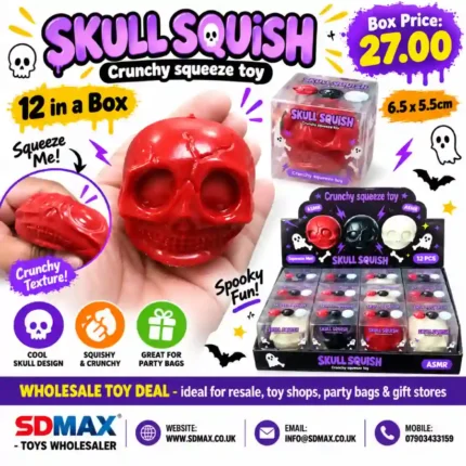 Skull Squish Crunchy Squeeze Toy 6.5x5.5cm ASMR Fidget Stress Relief