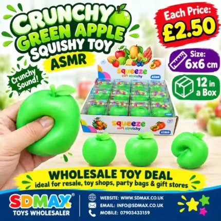 Crunchy green apple squishy toy soft stretchy ASMR sensory toy wholesale from SDMAX Toys Wholesaler