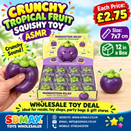 Crunchy mangosteen squishy toy soft stretchy ASMR sensory toy wholesale from SDMAX Toys Wholesaler