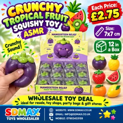 Crunchy mangosteen squishy toy soft stretchy ASMR sensory toy wholesale from SDMAX Toys Wholesaler