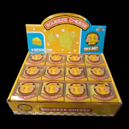 Squeeze Cheese Stress Relief Toys 5×5cm wholesale from SDMAX Toys Wholesaler. Fun novelty squeeze toys, individually boxed, 12 pieces per box