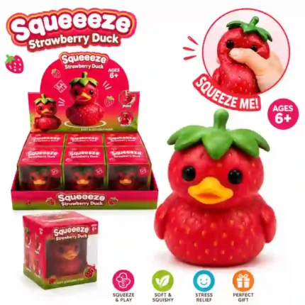 Strawberry Duck Squishy Toy soft squeeze fidget toy – SDMAX Toys Wholesaler