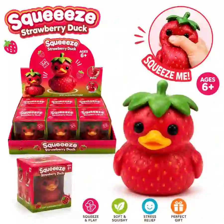 strawberry-duck-squishy-toy-wholesale-sdmax-toys Strawberry Duck Squishy Toy soft squeeze fidget toy – SDMAX Toys Wholesaler