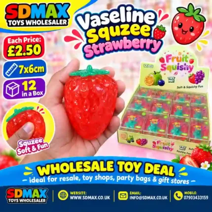 Strawberry squeeze squishy toy soft fruit sensory toy wholesale from SDMAX Toys Wholesaler