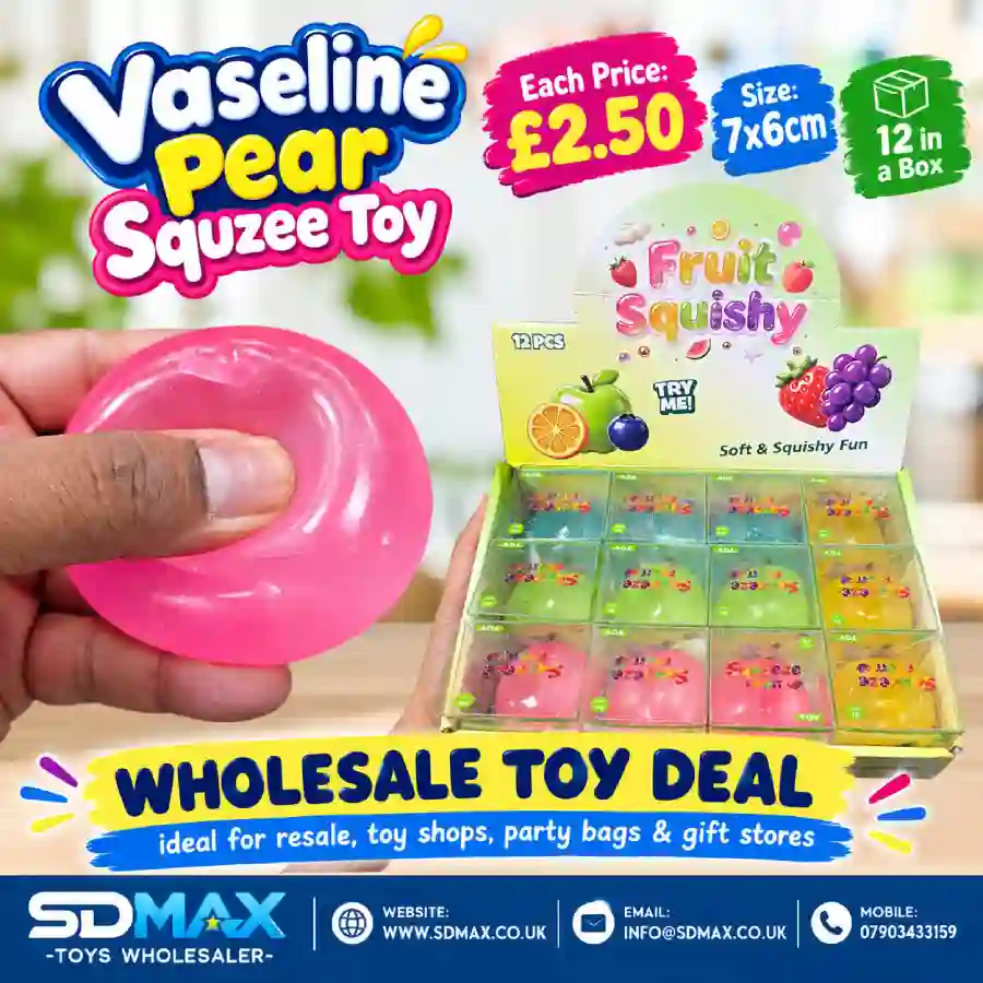 vaseline-pear-squzee-squeeze-toy-wholesale-sdmax-toys Vaseline Pear Squzee soft squishy squeeze toy 7x6cm wholesale – 12 pieces box | SDMAX Toys Wholesaler
