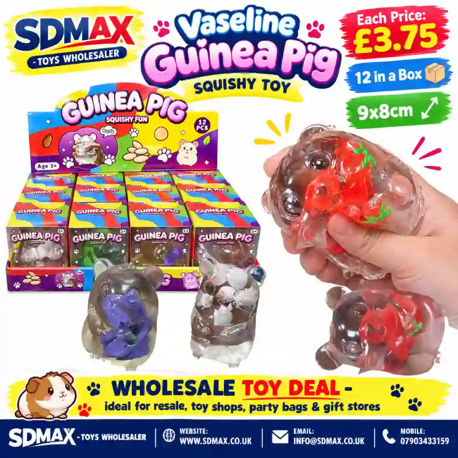 Colorful Guinea Pig Squishy Wholesale Promo Guinea Pig Squishy Toy – Transparent Animal Squeeze Toy, 9 × 8cm, Box of 12 Wholesale