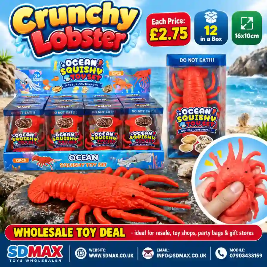 crunchy-lobster-squishy-toy-wholesale-sdmax-toys Crunchy Lobster Squishy Toy Wholesale 12 Pack Display Box - SDMAX Toys Wholesaler