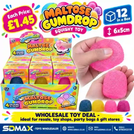 Maltose Gumdrop Squishy Toy in four colours with wholesale display box – SDMAX Toys Wholesaler
