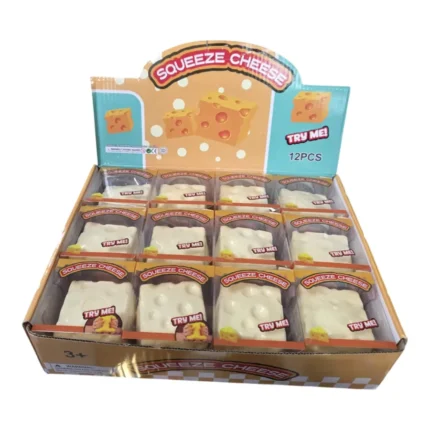 Crunchy Funny Face Cheese Cube Squishy Toy Wholesale 12 Pack Display Box - SDMAX Toys Wholesaler