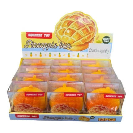 Crunchy Pineapple Bun Squishy Toy Wholesale 12 Pack Display Box - SDMAX Toys Wholesaler
