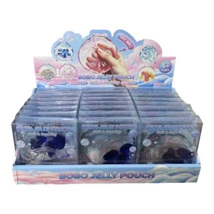 Bobo Jelly Pouch Squishy Toy – Blue, 10 × 1cm, Box of 24 Wholesale
