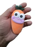 Crunchy Carrot Pinch Fun orange squishy toy with green leaves – SDMAX Toys Wholesaler