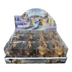 Crunchy Hallow Cow Highland cow squishy toy with shaggy brown texture, yellow muzzle, black horns and 12-piece wholesale display by SDMAX Toys Wholesaler.