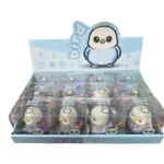 Crunchy Bird Squishy Toy in white and purple with textured surface, individual retail packaging and 12-piece wholesale display by SDMAX Toys Wholesaler
