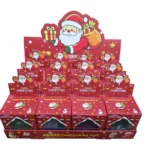 Christmas Santa and reindeer squishy novelty toys in a 12-piece wholesale display box by SDMAX Toys Wholesaler