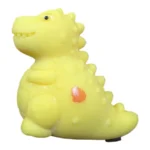 Crunchy Dino Squishy Toy in yellow and green, 7 × 8 cm, displayed in a 12-piece wholesale box by SDMAX Toys Wholesaler.