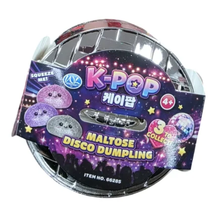 K-Pop Maltose Dumpling Squishy Toy with glitter-style finish and retail display box – SDMAX Toys Wholesaler
