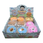 SDMAX Kawaii Foodiez squishy toy wholesale display with 20 individually wrapped food-themed toys, five assorted designs, approximately 9x5cm, £1.85 each.