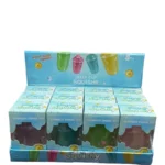 Jelly Cup Summer Drink Squishy Toy wholesale display box with colourful glittery cup-shaped squeeze toys, 12 pieces per box, £3.50 each, from SDMAX Toys Wholesaler.