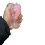 Jelly Cup Summer Drink Squishy Toy wholesale display box with colourful glittery cup-shaped squeeze toys, 12 pieces per box, £3.50 each, from SDMAX Toys Wholesaler.