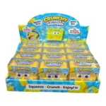 Crunchy Sponge Squishy Toy – Yellow Smiling Character, 7 × 7 cm, 12 Pieces per Box - Image 2