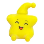 Crunchy Star Sprite squishy toys in yellow and white with green and pink variants shown in a 12-piece wholesale display box, 7 × 6 cm, from SDMAX Toys Wholesaler.