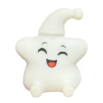 Crunchy Star Sprite squishy toys in yellow and white with green and pink variants shown in a 12-piece wholesale display box, 7 × 6 cm, from SDMAX Toys Wholesaler.