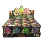 Merry Christmas Sugar Maltos Squishy Toys in assorted festive colours, including a purple snowman-style character and green and pink Christmas tree designs, with individual packaging and display box, 8 × 7cm, £2.75 each – SDMAX Toys Wholesaler.