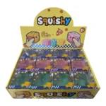 Squishy jelly cheese cube toys in assorted colours with wholesale display box, 6×6cm, 12 pieces per box, SDMAX Toys Wholesaler.