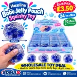 Bobo Jelly Pouch Squishy Toy – Blue, 10 × 1cm, Box of 24 Wholesale