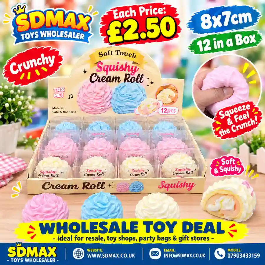 cream-roll-squishy-toy-wholesale-sdmax Cream Roll Squishy Toy wholesale soft touch crunchy sensory stress relief toy by SDMAX Toys Wholesaler